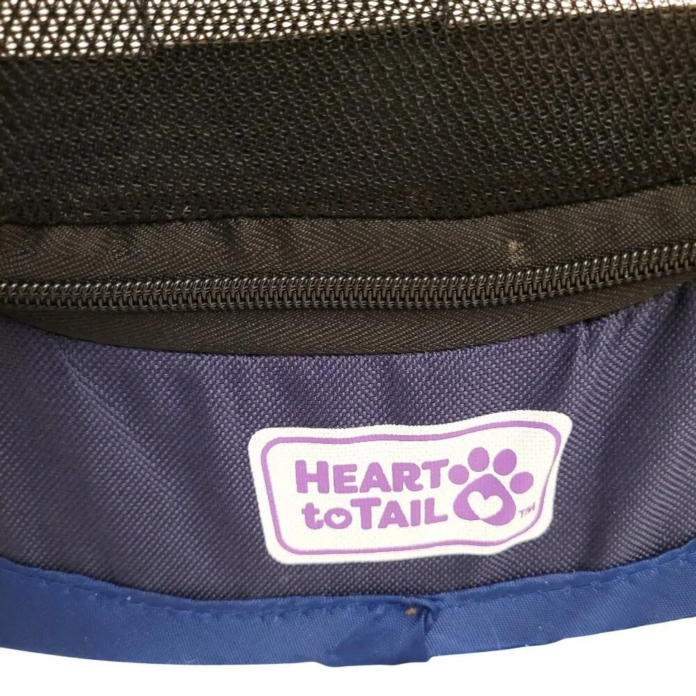 Heart to Tail Foldable Pet Playpen Zippered Mesh Top Navy & White Indoor/Outdoor - Picture 8 of 10